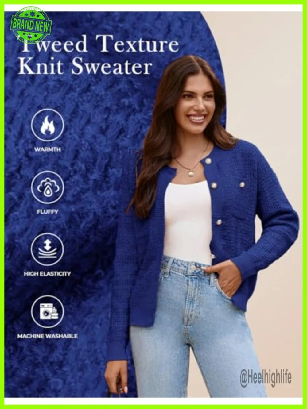 Open Front Button Down Long Sleeve Texture Knit Cardigan with Pockets